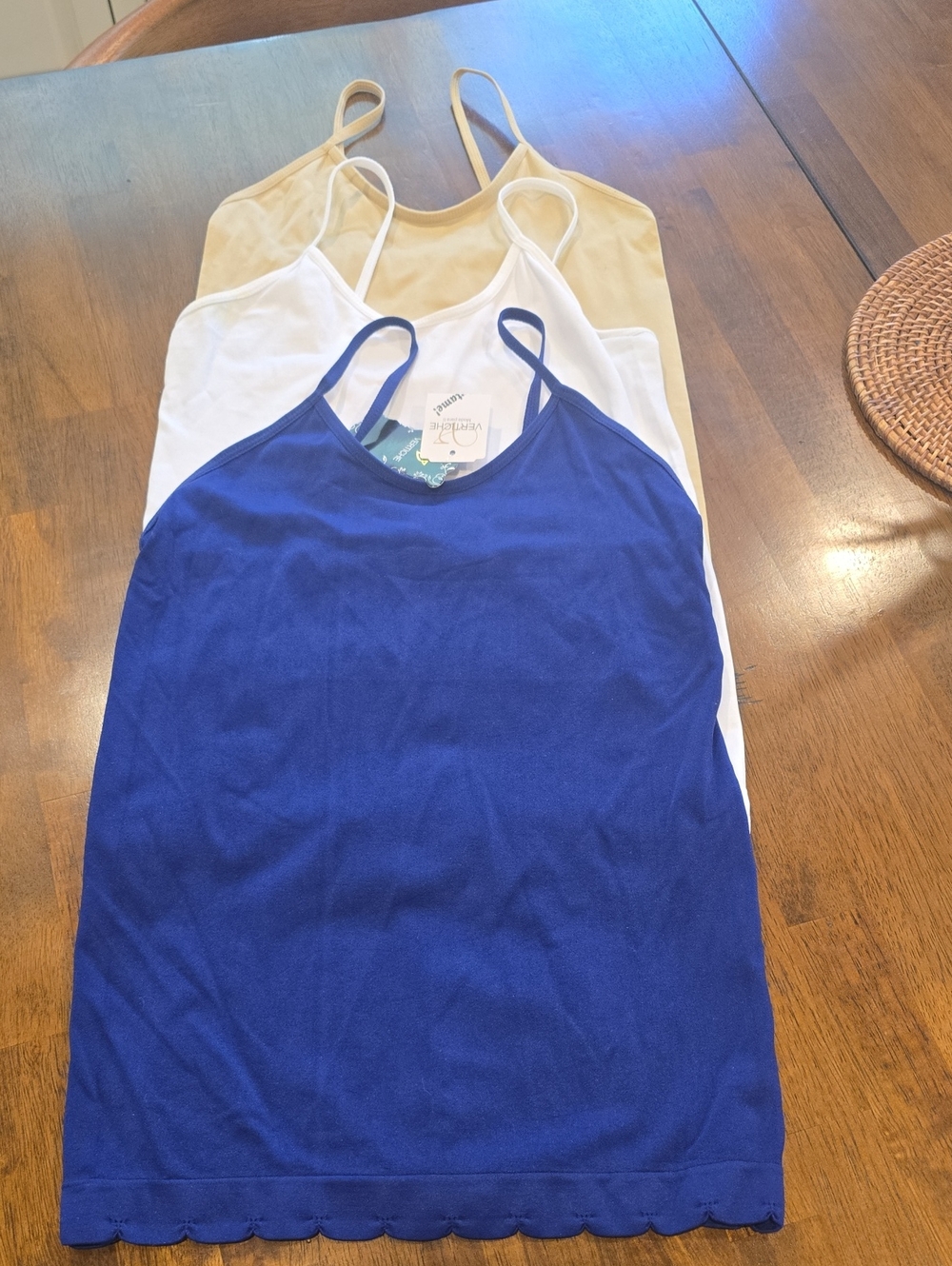 3-Pack Spaghetti Strap Camisoles - Blue, White, Beige